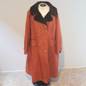 Vintage fur trench winter rain coat 70's